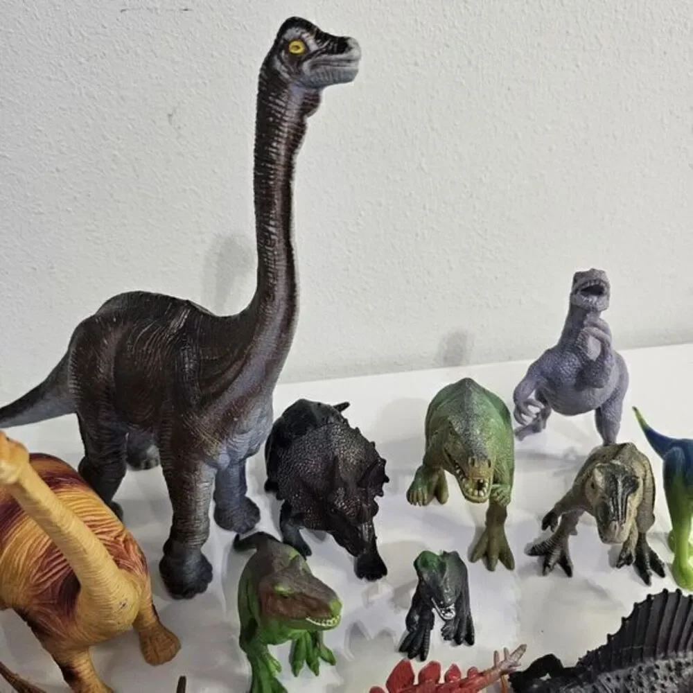 Dinosaur Toy Lot‎ of 21 Mixed Age Size & Make Hard Plastic Prehistoric